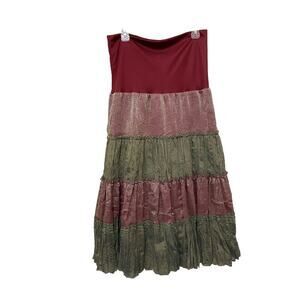 Vtg Chez Vous De France Maxi Boho peasant tiered Skirt 12 Y2K Fairy Goth Goblin